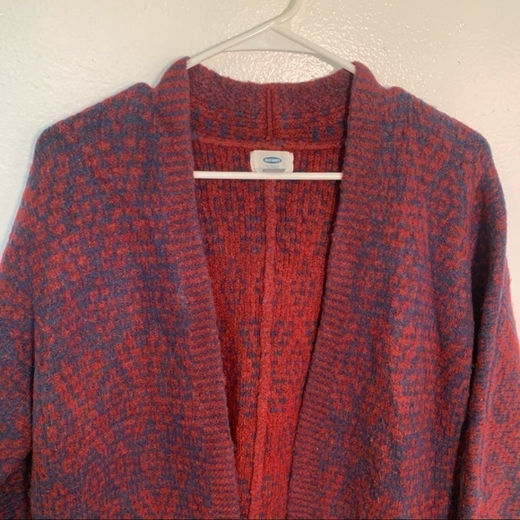 Old Navy Heavy Cardigan Coat Table Wine Red Blue - Picture 6 of 14